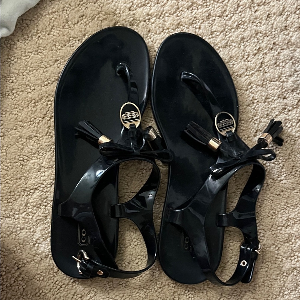 Black Coach Sandals with Tassel Detail